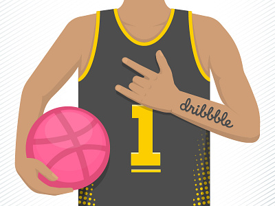 Dribbble Debut ball basketball debut dribbble first flat gesture illustration one rock shot sport