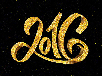 2016 lettering inscription with golden texture calligraphy elements happy lettering new type typography vector year