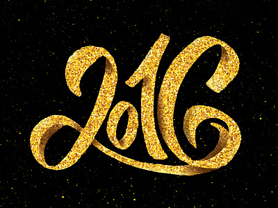 2016 lettering inscription with golden texture