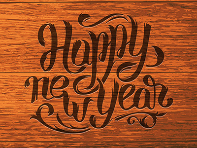 Happy New Year lettering 2016 calligraphy elements happy lettering new year type typography vector vintage wood