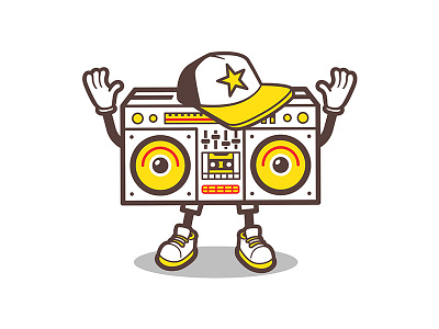 Boombox comic character boombox cartoon character comic culture ghetto blaster music player vector youth
