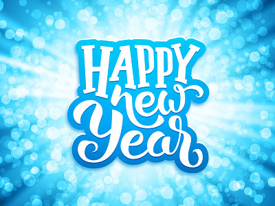 Happy New Year lettering 2017 background banner blue card design glitter greeting new poster typography year