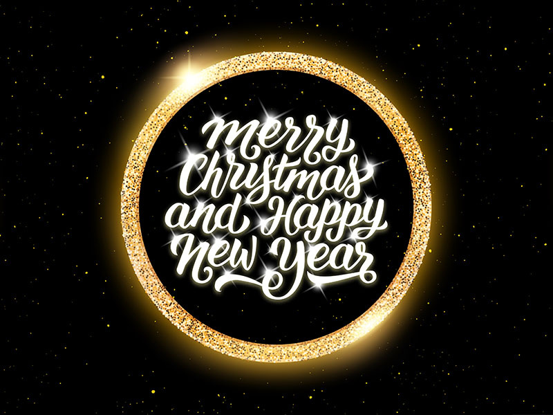 Merry Christmas and Happy New Year lettering golden luxury lettering typography banner design card greeting merry happy new year christmas