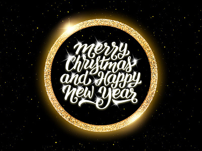 Merry Christmas and Happy New Year lettering banner card christmas design golden greeting happy lettering luxury merry new year typography