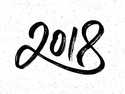 Happy New Year 2018 hand drawn lettering