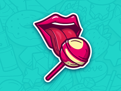 Sexy mouth art candy cartoon girl icon line lollipop mouth open sexy sticker vector