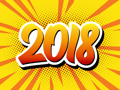 Pop art style banner for 2018 year 2018 background banner for sale illustration lettering new year number pop art text typography vector