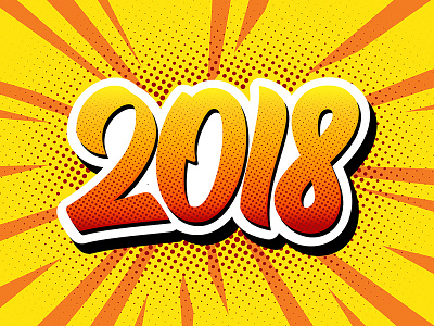 Pop art style banner for 2018 year