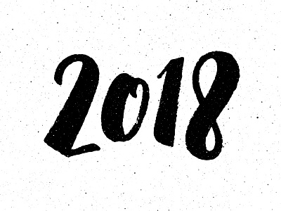 Happy New Year 2018 hand drawn lettering