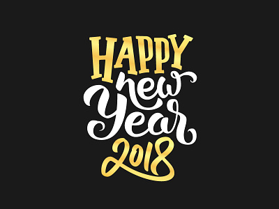 Happy New Year 2018 2018 calligraphy card design greeting happy lettering new year text typography vector