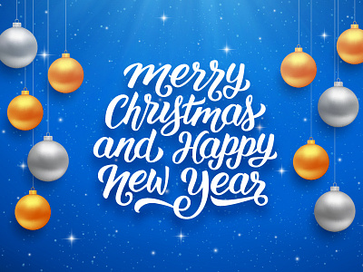 Merry Christmas and Happy New Year background banner calligraphy card christmas design greeting happy lettering merry new year typography