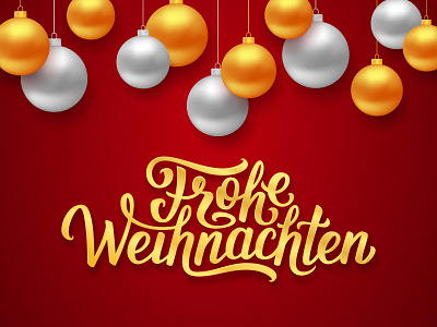Frohe Weihnachten lettering balls calligraphic card christmas frohe greeting lettering merry text typography weihnachten