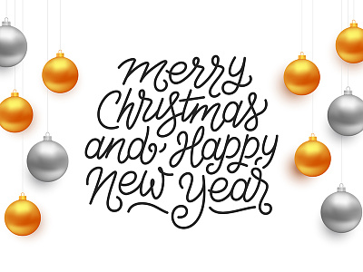 Merry Christmas and Happy New Year background banner calligraphy card christmas design greeting happy lettering merry new year typography