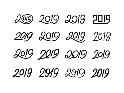 2019 Numbers Set. Lettering for New year card