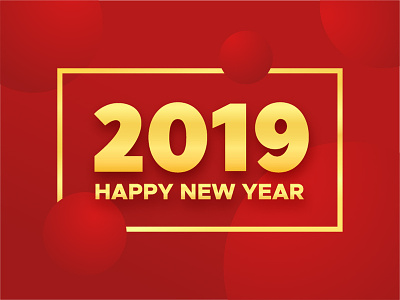 Happy New Year 2019 banner 2019 background banner card design for sale gold greeting greeting card happy illustration new new year poster red text type typography vector year
