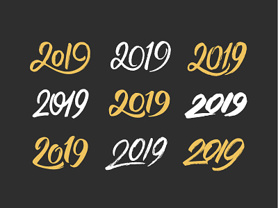 2019 Numbers Set. New year 2019 2019 banner calligraphy card design font for sale greeting hand drawn happy lettering logo new year poster text type typography vector vintage year