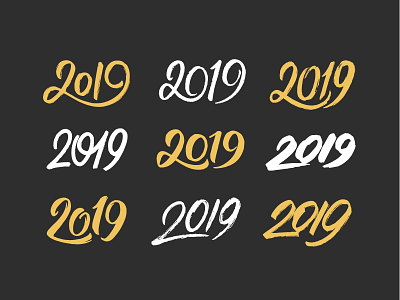 2019 Numbers Set. New year 2019 2019 banner calligraphy card design font for sale greeting hand drawn happy lettering logo new year poster text type typography vector vintage year