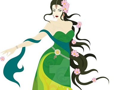 spring goddess by greeshmam d4bsflu fullview design flower flowers illustration girl girl with flower goddess illustration spring