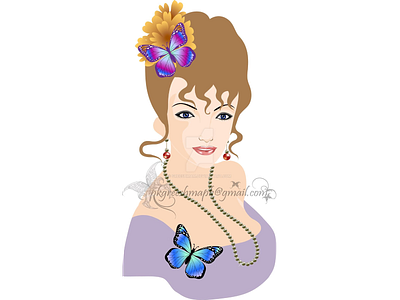 lady by greeshmam d3hm87x fullview butterfly flower flowers illustration girl girl with flower illustration lady