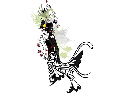 spirit by greeshmam d3hopqm fullview butterfly design girl girl with flower goddess illustration