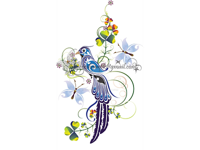 bird by greeshmam d3hm4mh fullview bird butterfly flower illustration