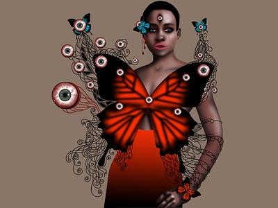 girl butterfly butterfly eyes girl girl illustration illustrator