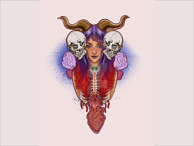 horns_by_greeshmam girl girl with horn horn illustration
