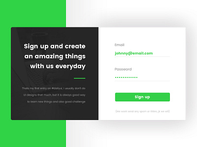 Daily UI #001 – Sign up app bright clean colors dailyui design flat green minimal ui ux