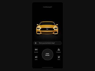 Car experience UI ⚡ animation app automotive black blender dark ui eevee interaction interaction design iphone x mp4 mustang ui ui ux ux vehicle
