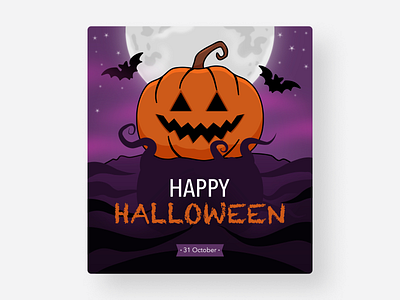 Poster Happy Halloween 🎃 adobe illustrator autumn bat card dark graphic design halloween illustration moon october pamkin poster