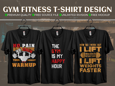 GYM Fitness T-shirt Design Bundle