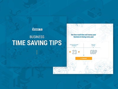 Business time saving tips calculator blue calculator form full background orange outlines