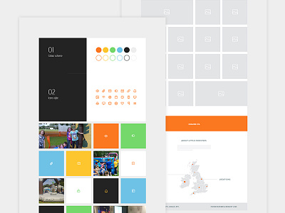 Playing with a look and feel for one of our projects colourful mood board playful style guide wireframe