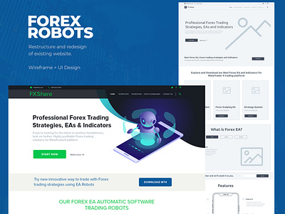 Forex Robot website ui design ux wireframing