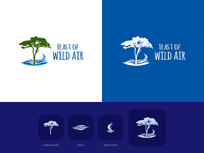 Feast of Wild Air adventure air branding logo logo design minimal nature art startup tasmania tour travel tree waves