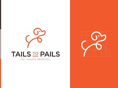 Tails to Pails :: Logo branding clean design dog logo mark minimal pets simple type typography waste removal