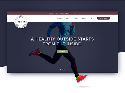 Tonic :: Homepage Variation Sneak Peek e commerce exercise healthy hero homepage lifestyle product running ui ux web web design