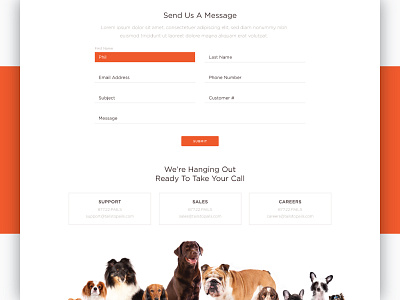 Tails to Pails :: Contact careers contact dogs form get in touch pets sales support ui ux web web design