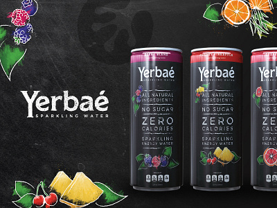 Yerbaé :: Brand and Packaging beverage branding design fruit illustration logo mark packaging sparkling type typography water