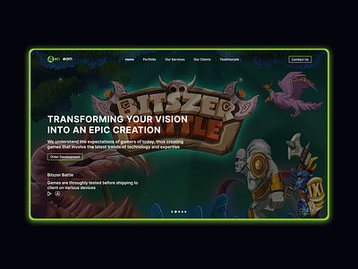 Landing page for a mobile gaming company