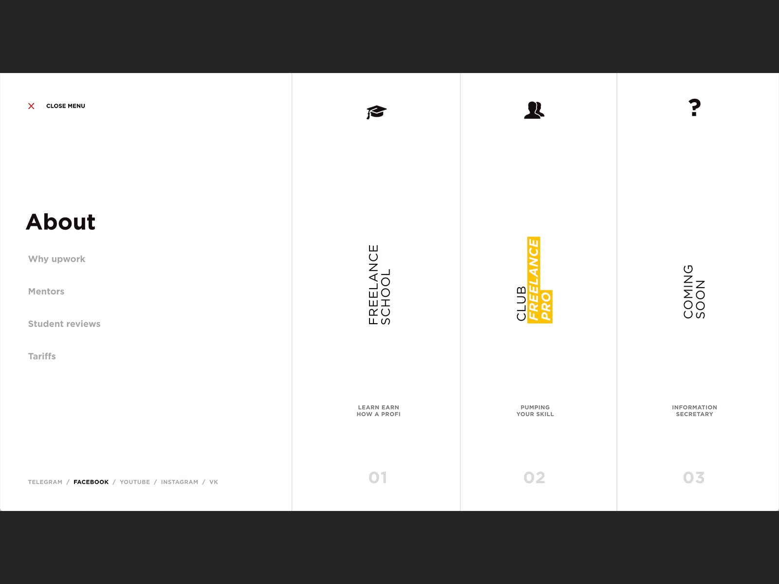 Menu Animation for Landing page