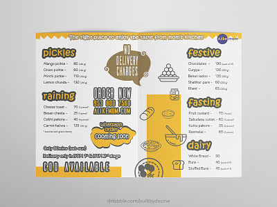 Alikemom Brochure Inner brochure food graphics design india menu mom print yellow