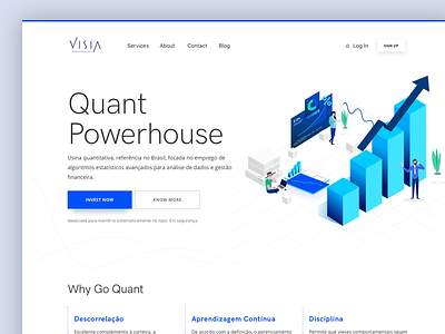 Investement Homepage 3d blue data finance graph. isometric homepage illustration landing page