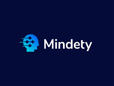 Mindety - Human Head Logo Design data head human logo minimal modern simple tech technology