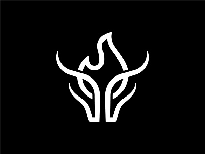 Flame Bull Logo branding bull bullhead burn design fire flame horn hot illustration logo logos modern simple wild