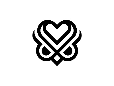 Modern Owl Heart Logo animal bird branding design heart illustration life logo logos love minimal modern night nocturnal owl simple smart vector wings wise