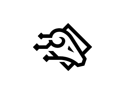 Goat Technology Logo animal branding data design goat graphic design horn illustration logo logos node sheep simple smart technology