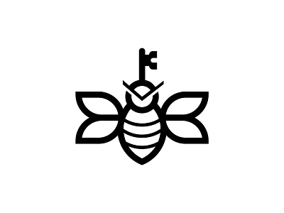 Key Bee Logo animal bee branding building cinstruction design fly graphic design hive home honey hotel house illustration insect key keyhole logo logos simple