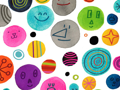 dots! dots drawing happy illustration multi-colored pattern watercolor