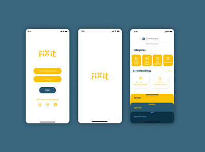 Fixit - Remote tech support by Uday Goel branding logo design mobile app neomorphism service app ui design user experience design
